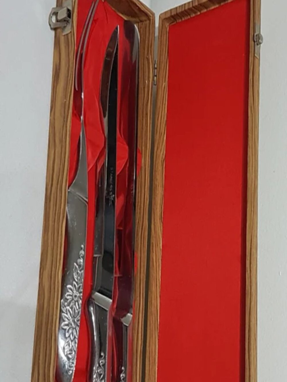 Vintage Dynasty Carving Set 3 Piece Japanese Stainless Steel Floral Meat Knife B